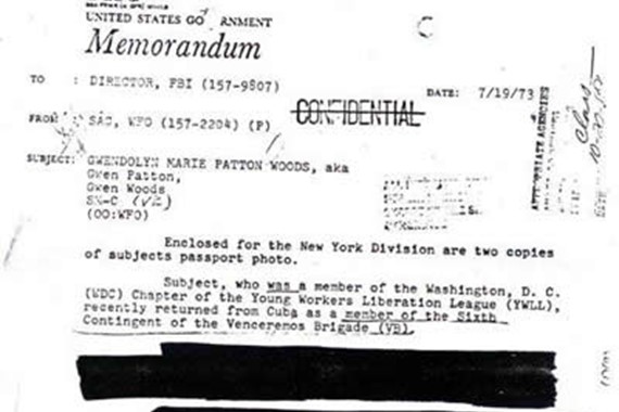 FBI and CIA documents for Gwendolyn M. Patton