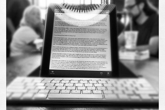 Writing with a laptop
