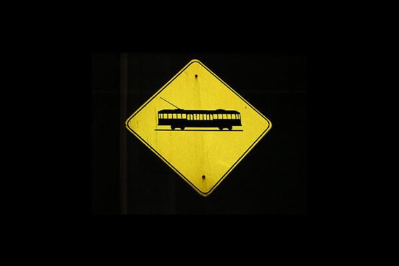 Trolley Car warning sign
