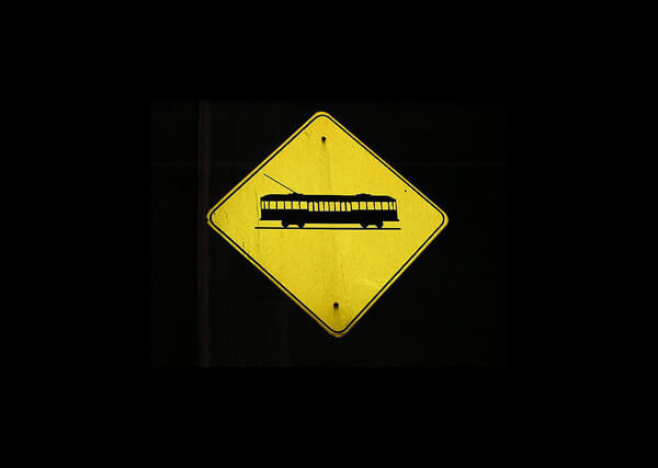 Trolley Car warning sign